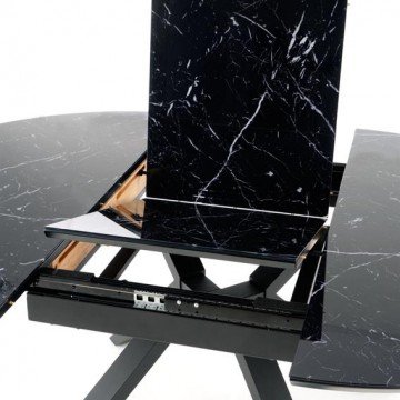 Фото12.Розкладний стіл VERTIGO 130 (180) x130 Halmar чорний мармур